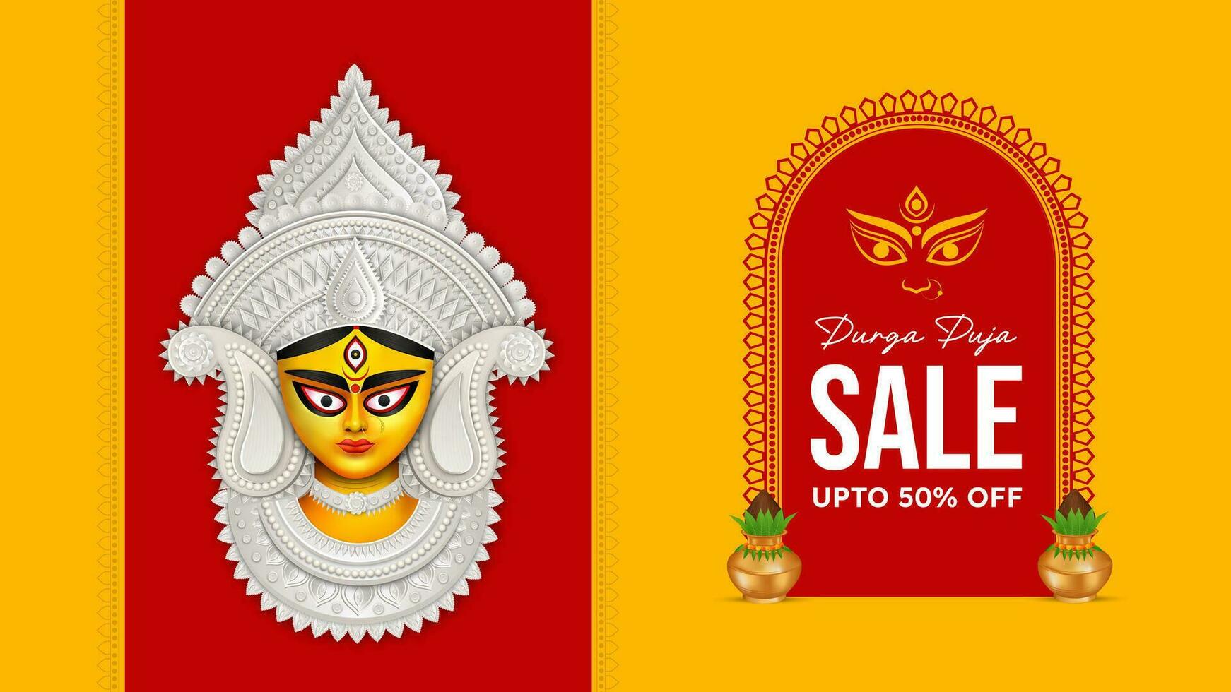 durga puja vente bannière pour Festival offre, rabais, Ventes Mots clés Créatif conception vecteur