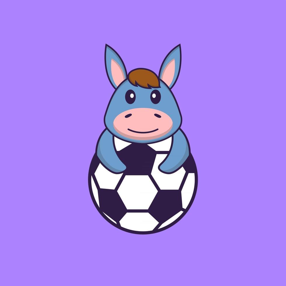 lama mignon jouant au football. concept de dessin animé animal isolé. peut être utilisé pour un t-shirt, une carte de voeux, une carte d'invitation ou une mascotte. style cartoon plat vecteur