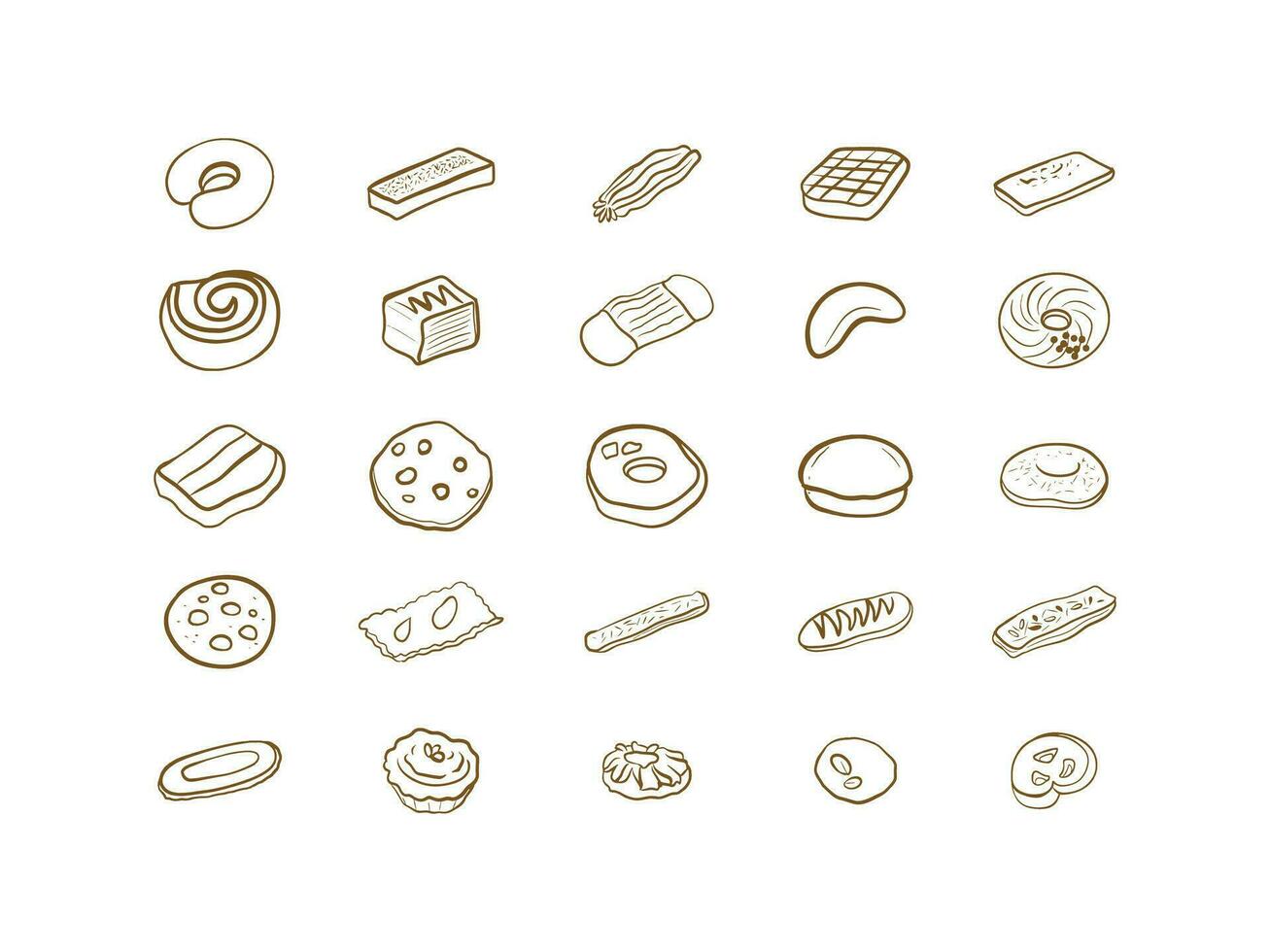 ensemble de ligne art biscuits isolé sur blanc Contexte vecteur