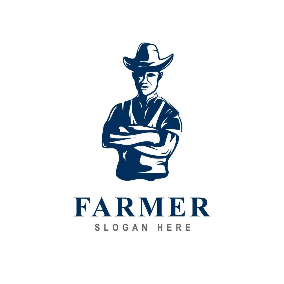 agriculteur logo mascotte vecteur conception silhouette modèle