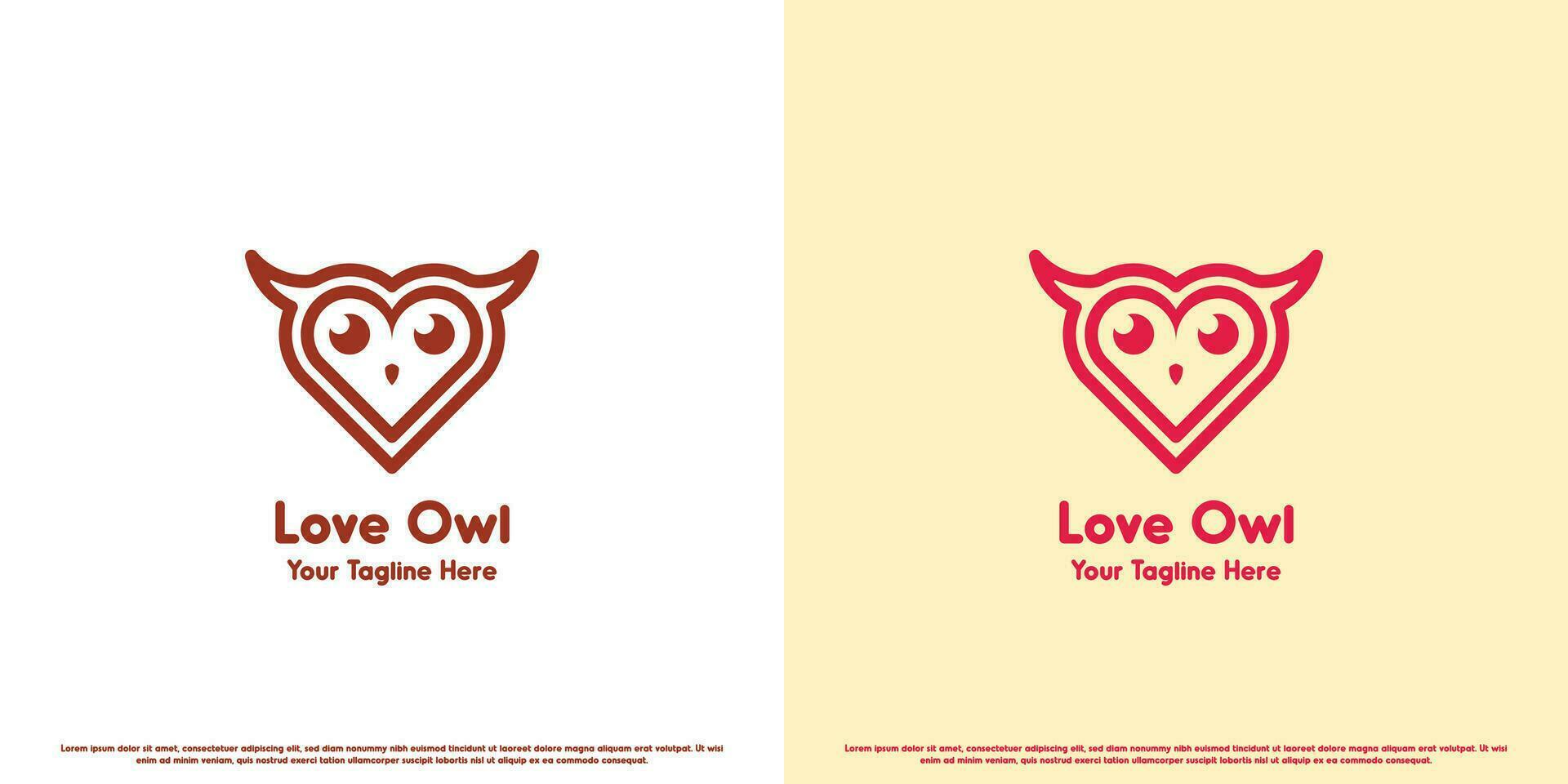 l'amour hibou logo conception illustration. moderne Facile minimaliste plat Créatif abstrait silhouette de hibou l'amour cœur mignonne adorable. faune la nature icône symbole vivant créature animal tête bébé hibou. vecteur