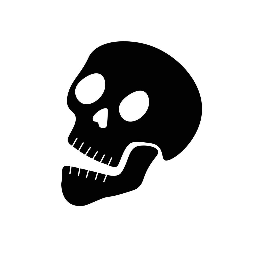 crâne silhouette illustration vecteur dans dessin animé style sur blanc Contexte. Halloween élément. Halloween concept.