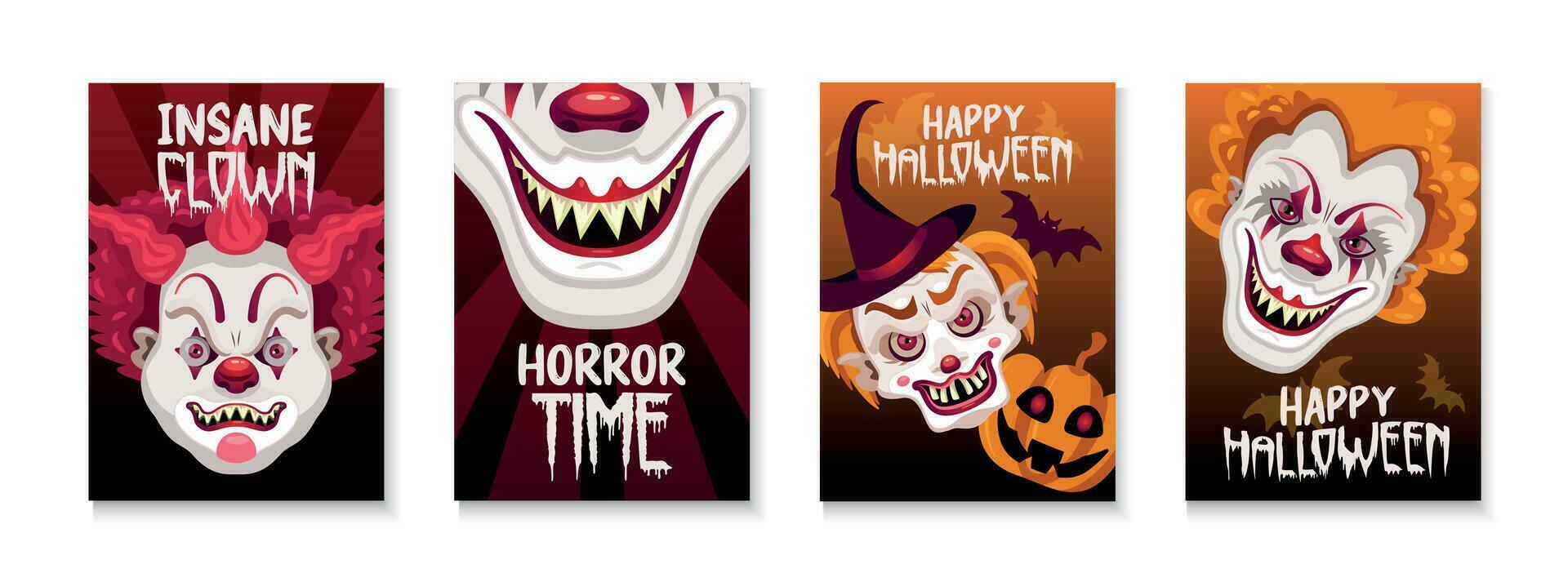 Halloween horreur clowns affiches vecteur