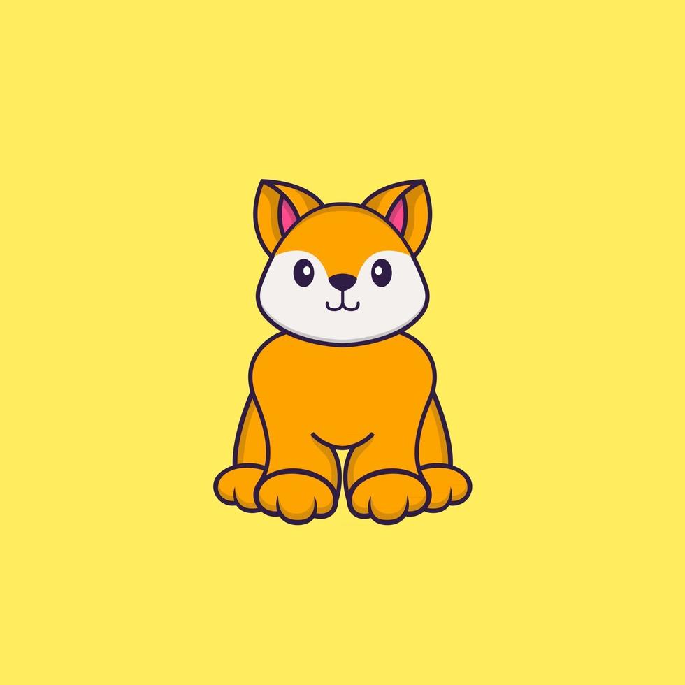 le renard mignon est assis. concept de dessin animé animal isolé. peut être utilisé pour un t-shirt, une carte de voeux, une carte d'invitation ou une mascotte. style cartoon plat vecteur