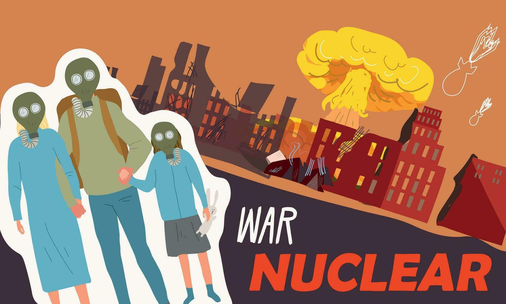 nucléaire guerre collage vecteur