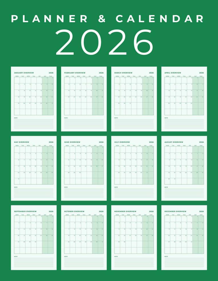 calendrier 2026, minimal table conception, la semaine début dimanche modèle. vecteur