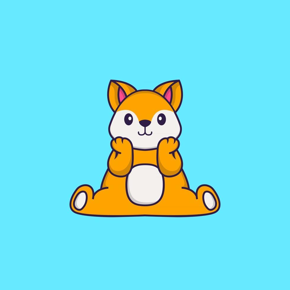 le renard mignon est assis. concept de dessin animé animal isolé. peut être utilisé pour un t-shirt, une carte de voeux, une carte d'invitation ou une mascotte. style cartoon plat vecteur