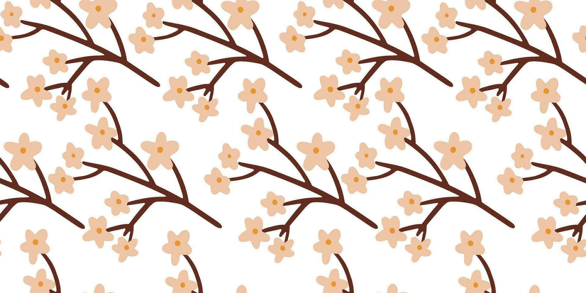 sans couture modèle avec rose petit fleur fleur sur branches sur blanc Contexte vecteur illustration. mignonne printemps floral imprimer.