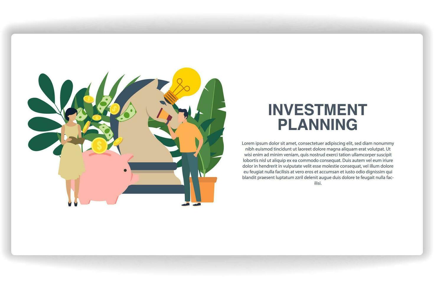 deux gens sont organiser investissement planification. site Internet page investissement planification. moderne plat conception concept de la toile page conception pour site Internet et mobile site Internet vecteur