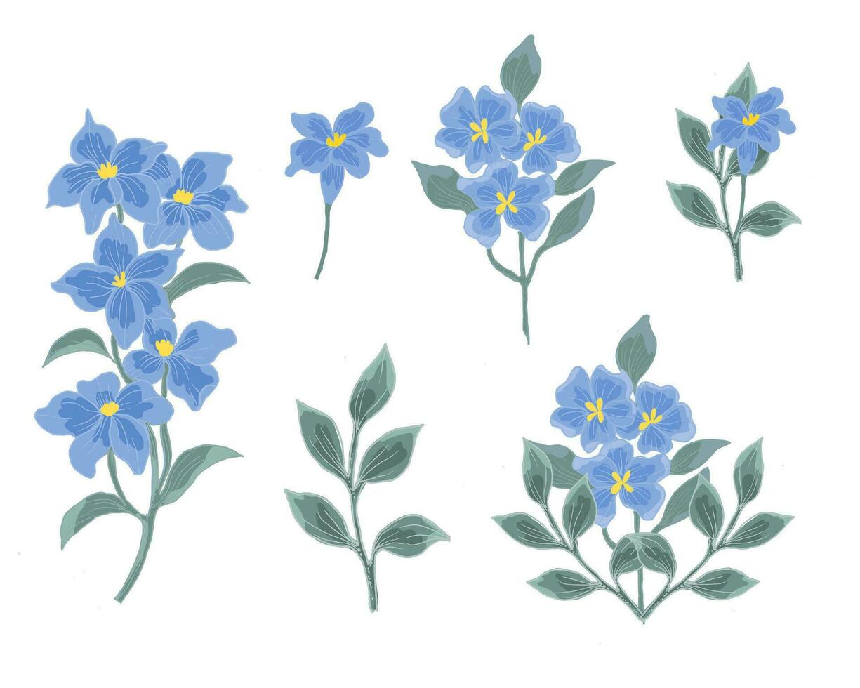 main tiré delphinium fleur illustration vecteur