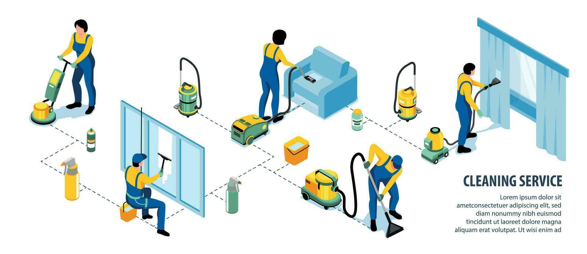 nettoyage un service isométrique infographie vecteur