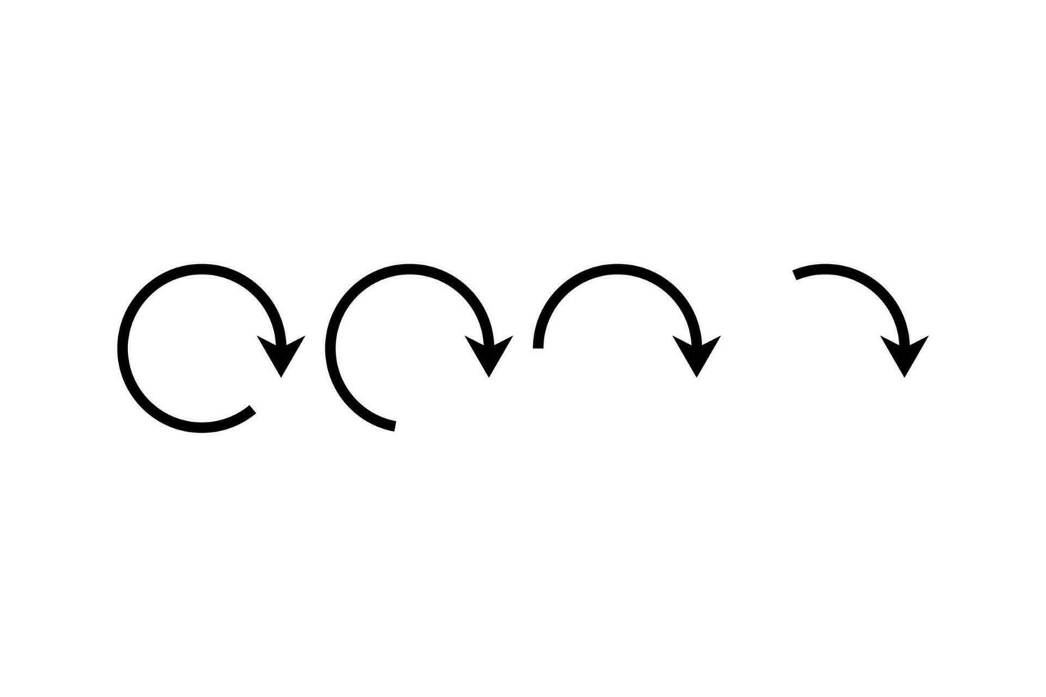 ensemble de noir cercle La Flèche Icônes. rond boucle le curseur. isolé collection de rotation flèches. plein et moitié cercle symbole. rotation chargement signe. vecteur eps dix.