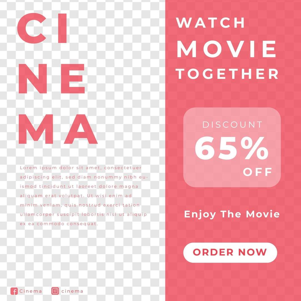 cinéma film grand lauch noir freeday discount billet affiche modèle de médias sociaux rouge style minimaliste moderne vecteur