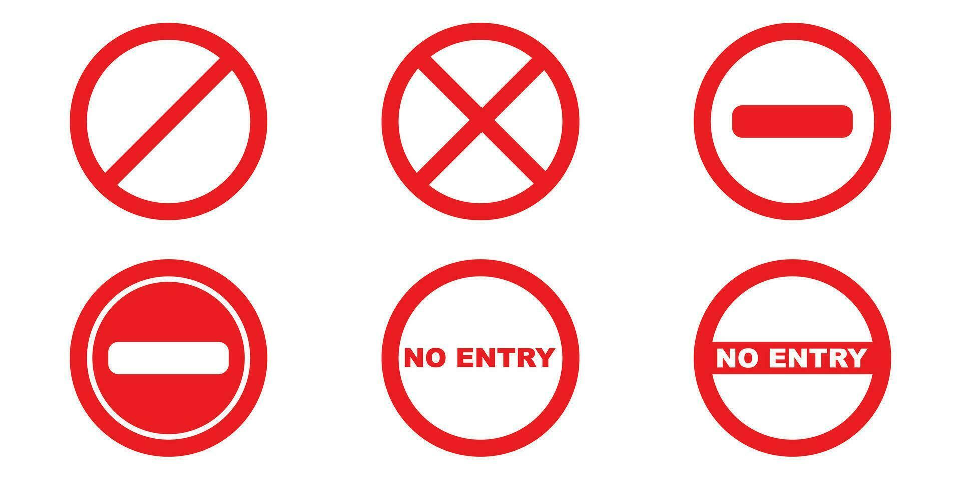 non entrée signe collection. isolé rouge rond interdit Icônes ensemble. mise en garde symbole dans cercle. Arrêtez avertissement Icônes. non façon. danger zone. faire ne pas entrer symbole sur blanc Contexte. vecteur eps dix.