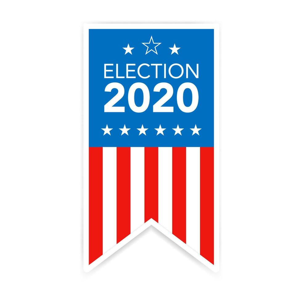 élection dans Etats-Unis bannière. présidentiel campagne affiche. vote journée dans Amérique 2020. pendaison bannière dans américain style. étoiles et rayures illustration sur blanc Contexte. vecteur eps dix.