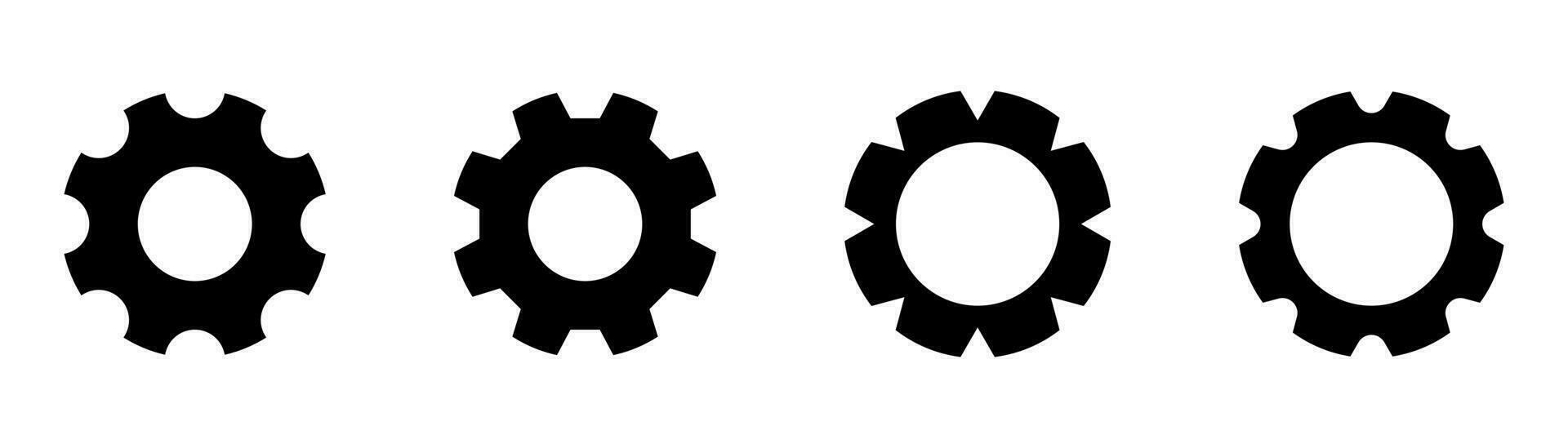 roue dentée Icônes ensemble. équipement roue dans noir. mécanisme symbole vecteur