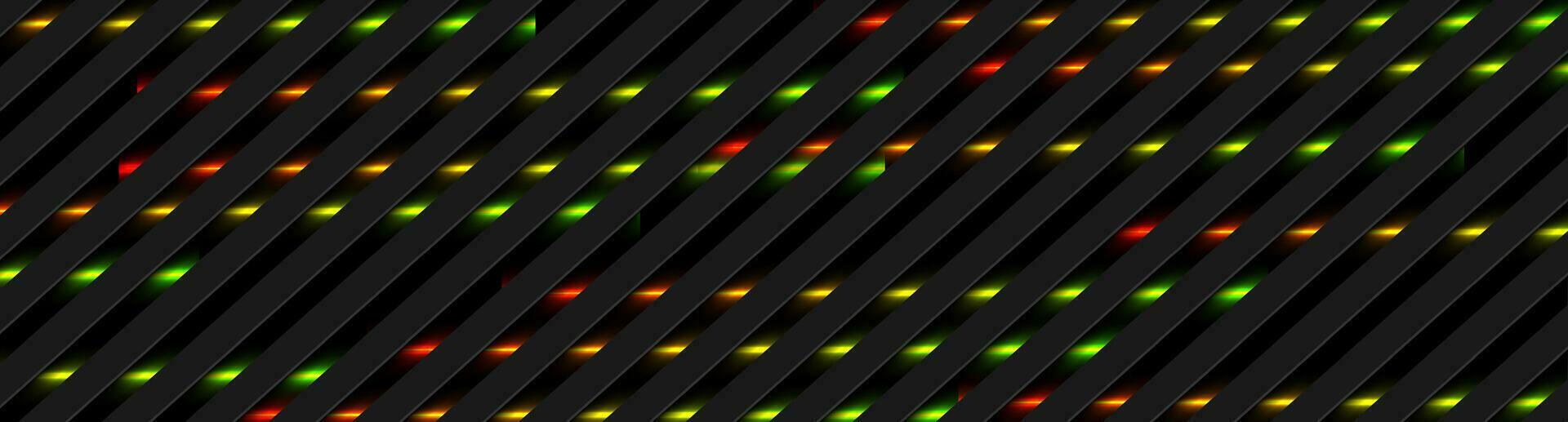abstrait noir rayures avec vert rouge néon embrasé lumière vecteur