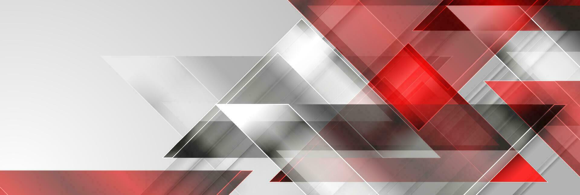 rouge et argent gris brillant Triangles abstrait La technologie Contexte vecteur
