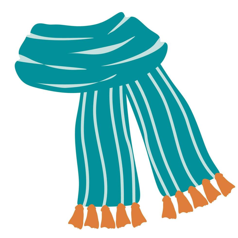 tricoté hiver ou l'automne la laine bordé foulard. vecteur illustration isolé sur blanche. plat ou dessin animé style protéger et chaud vêtements, élément pour saison décoration. conception art coloré silencieux.