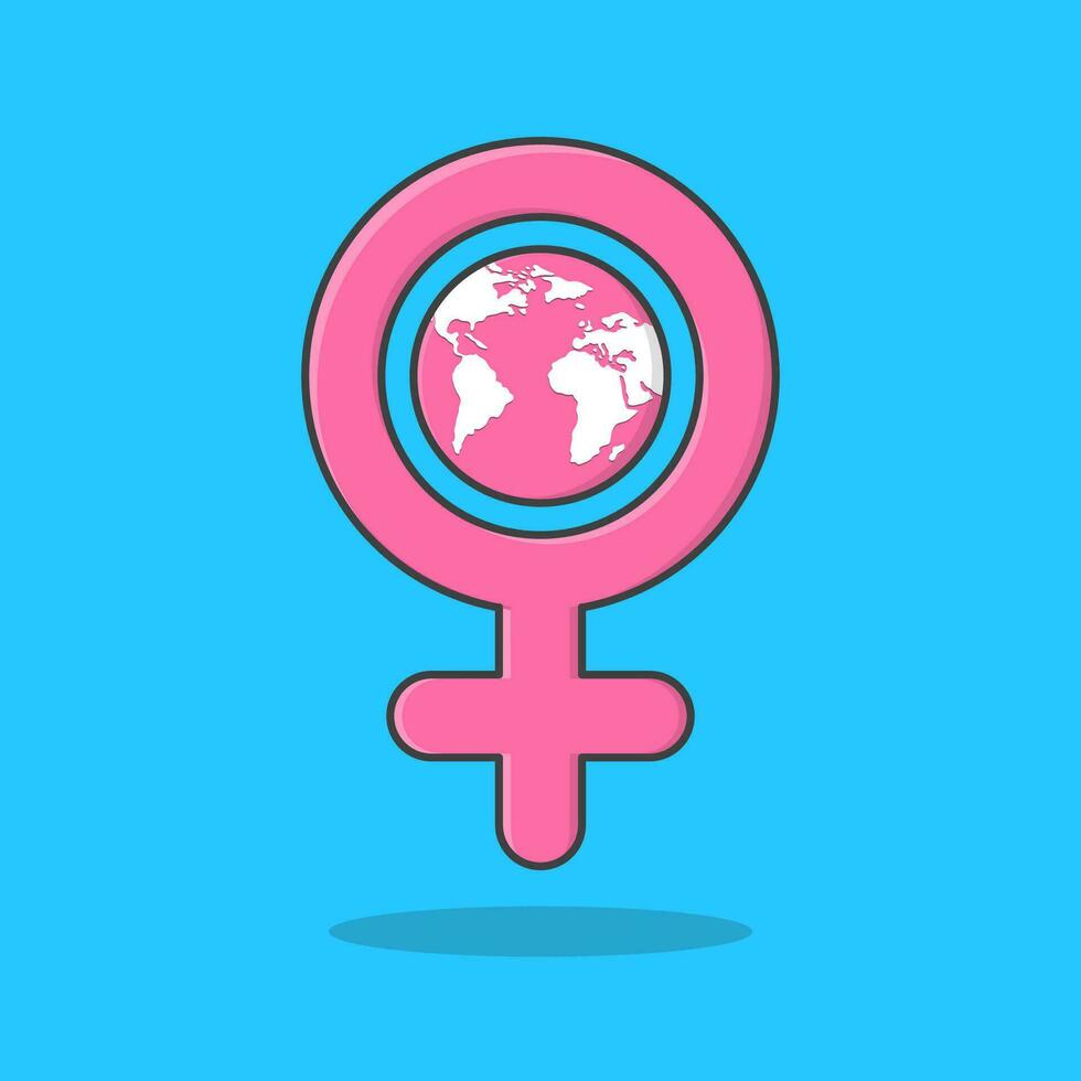 international aux femmes journée symbole vecteur icône illustration. femelle le sexe symbole avec Terre plat icône