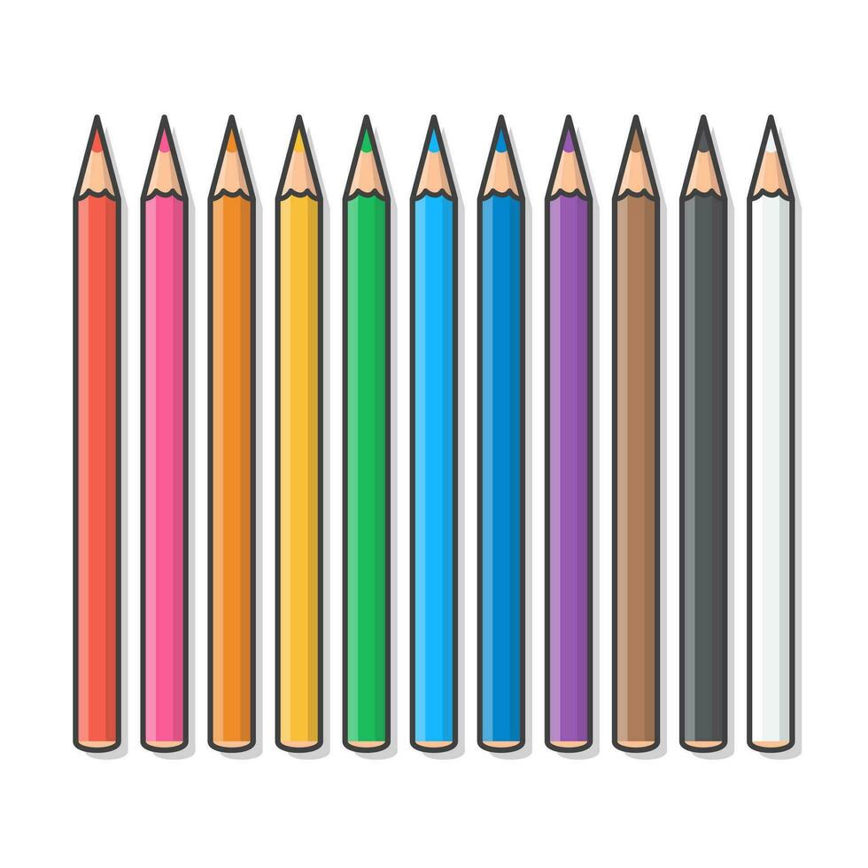 ensemble de coloré des crayons vecteur icône illustration. crayons de couleur coloré crayon plat icône