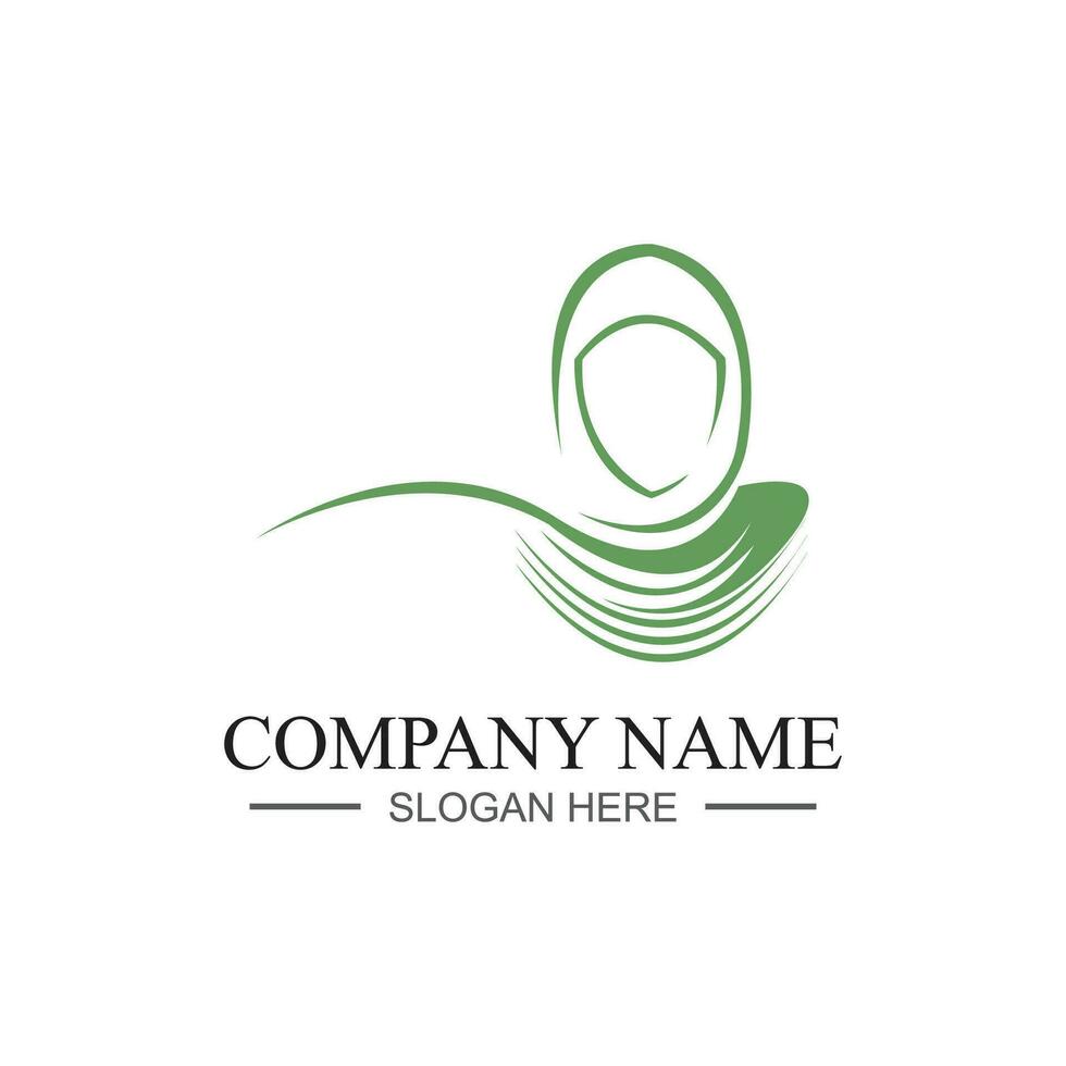 modèle de logo vectoriel femmes hijab beauté