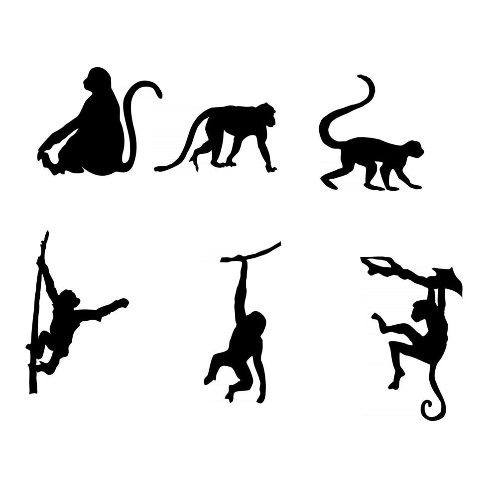 illustration vectorielle de singe silhouettes vecteur