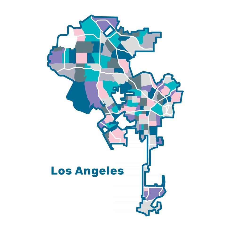 carte colorée de los angeles vecteur