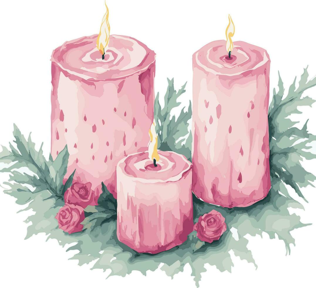 aquarelle rose Noël clipart vecteur