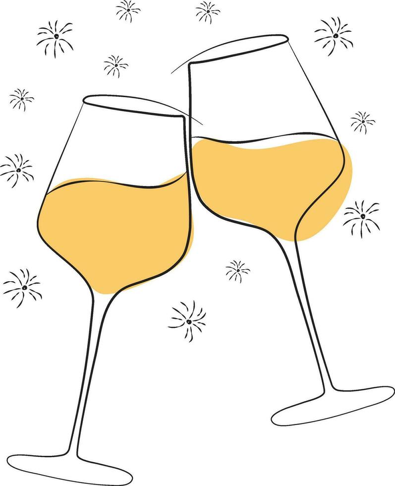 linéaire. deux des lunettes de Champagne. haute qualité vecteur illustration.