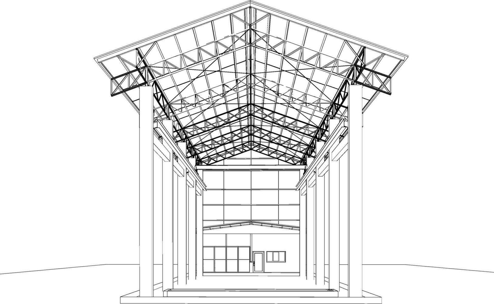 3d illustration de industriel bâtiment vecteur