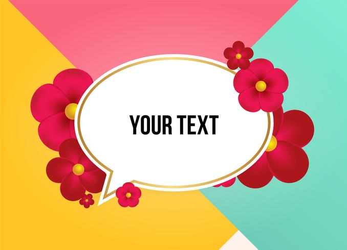 Zone de texte avec de belles fleurs colorées. Illustration vectorielle vecteur