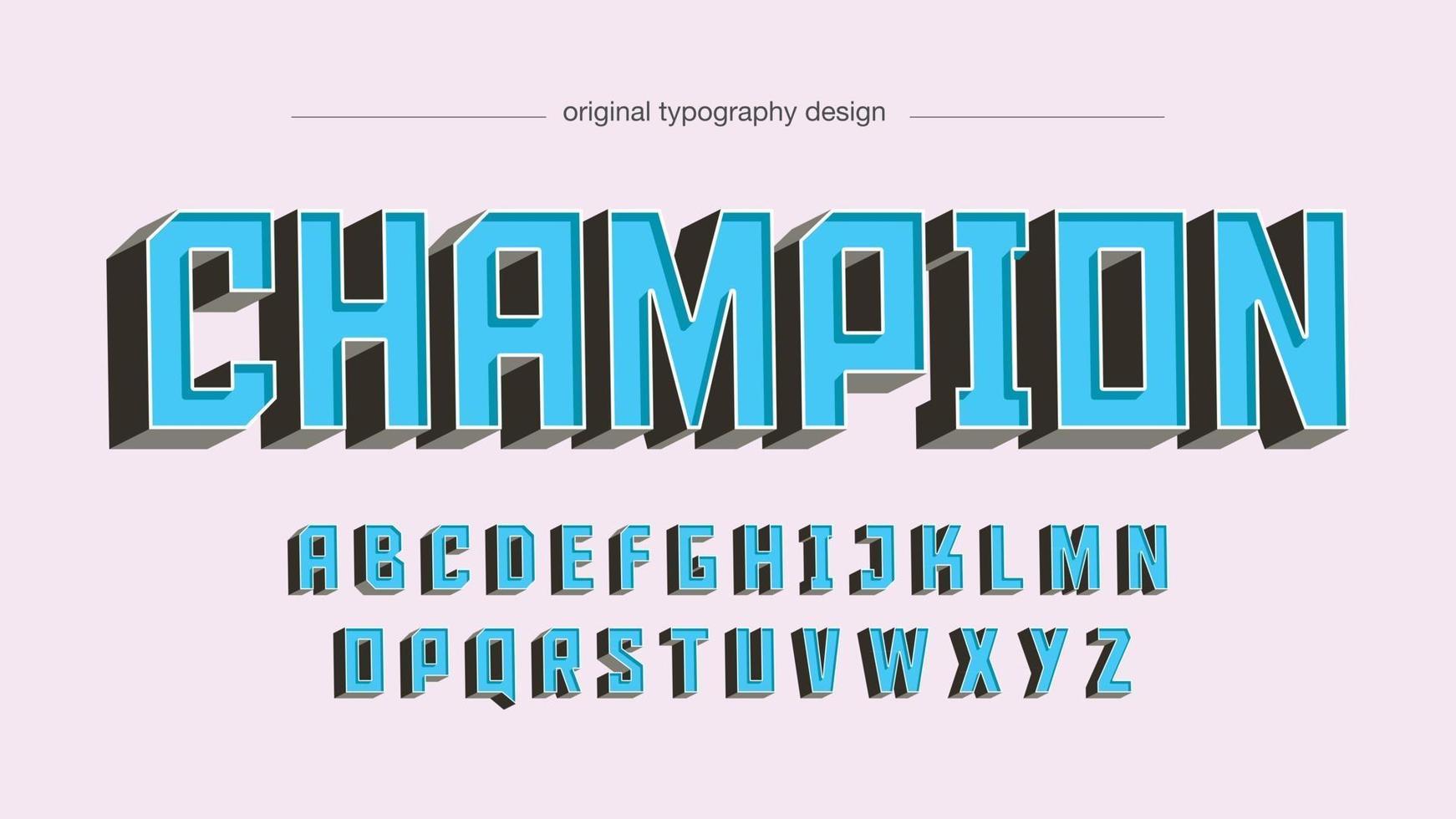 typographie sportive majuscule 3d bleu vecteur