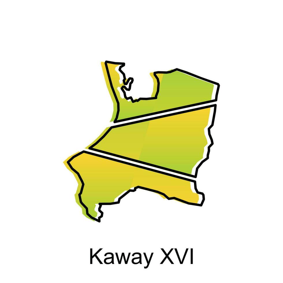 carte ville de kaway xvi vecteur conception modèle, Indonésie carte avec États et moderne rond formes