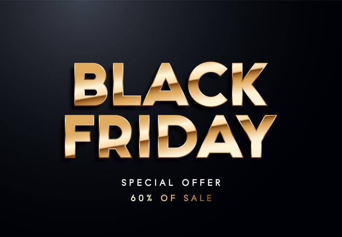 Black Friday lettres d&#39;or vector illustration