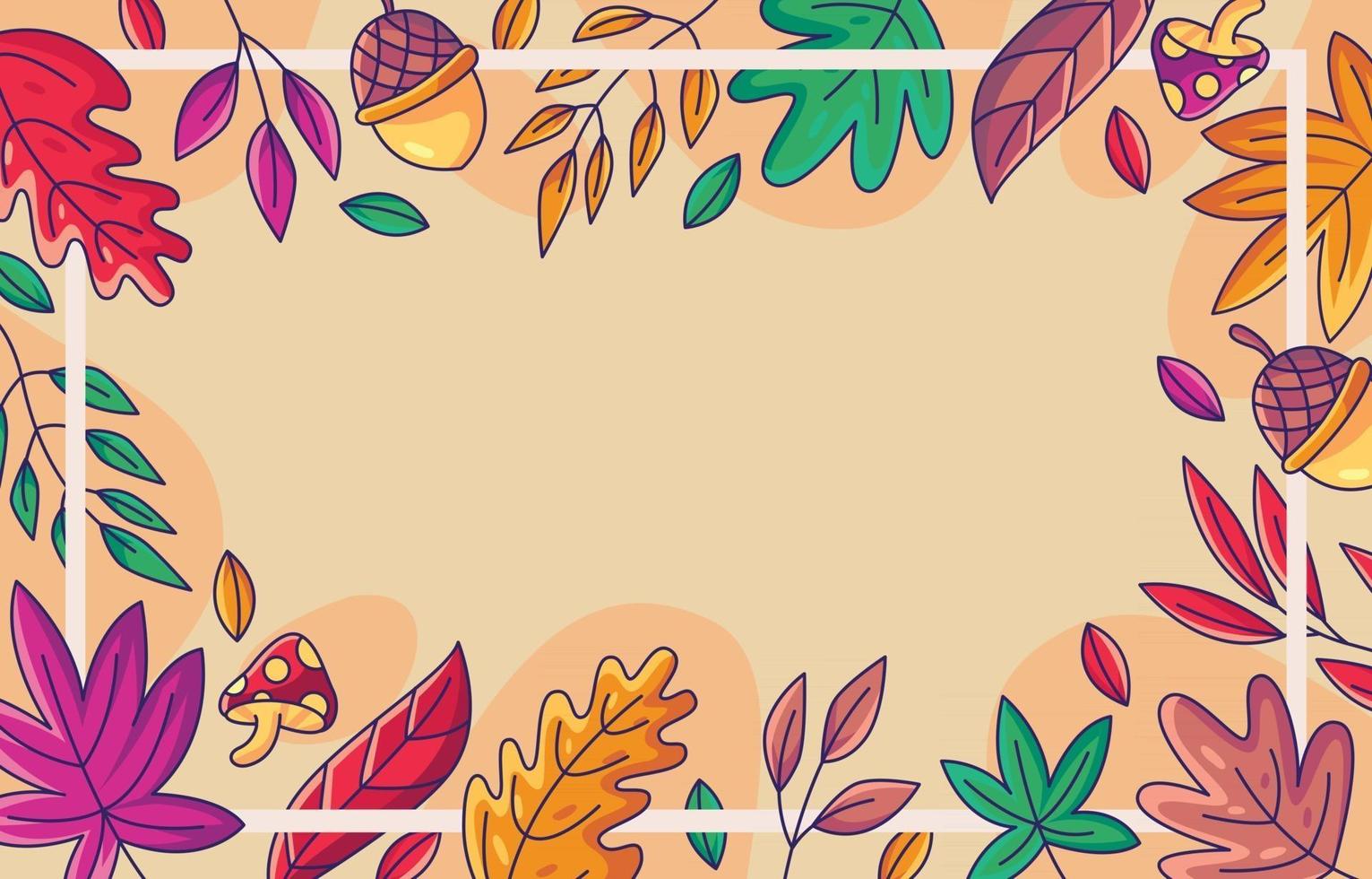 bordure de feuilles d'automne dessinées à la main vecteur