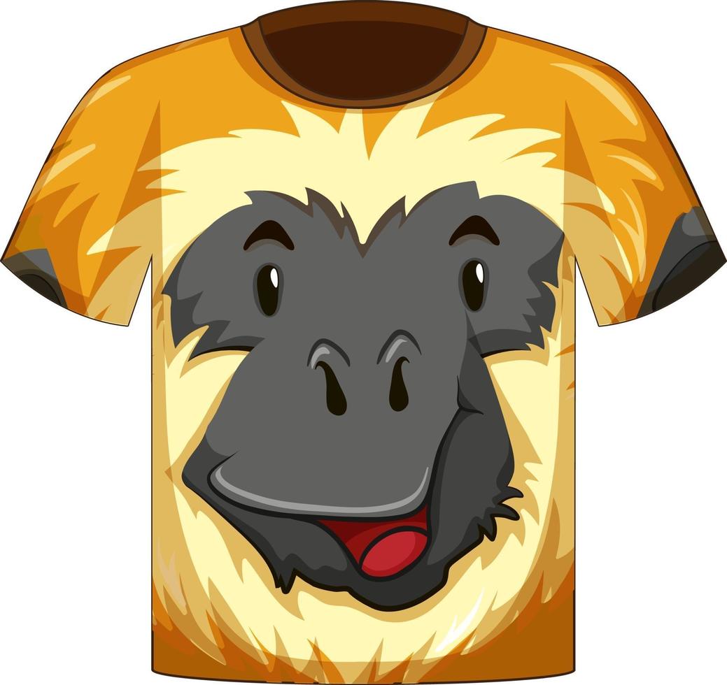 devant du t-shirt avec motif visage de gibbon vecteur