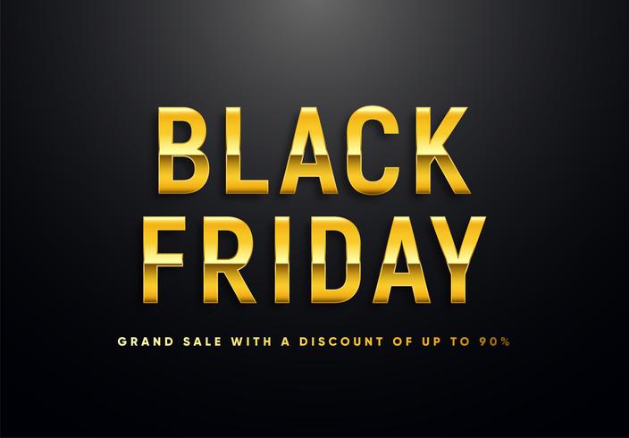 Black Friday lettres d&#39;or vector illustration