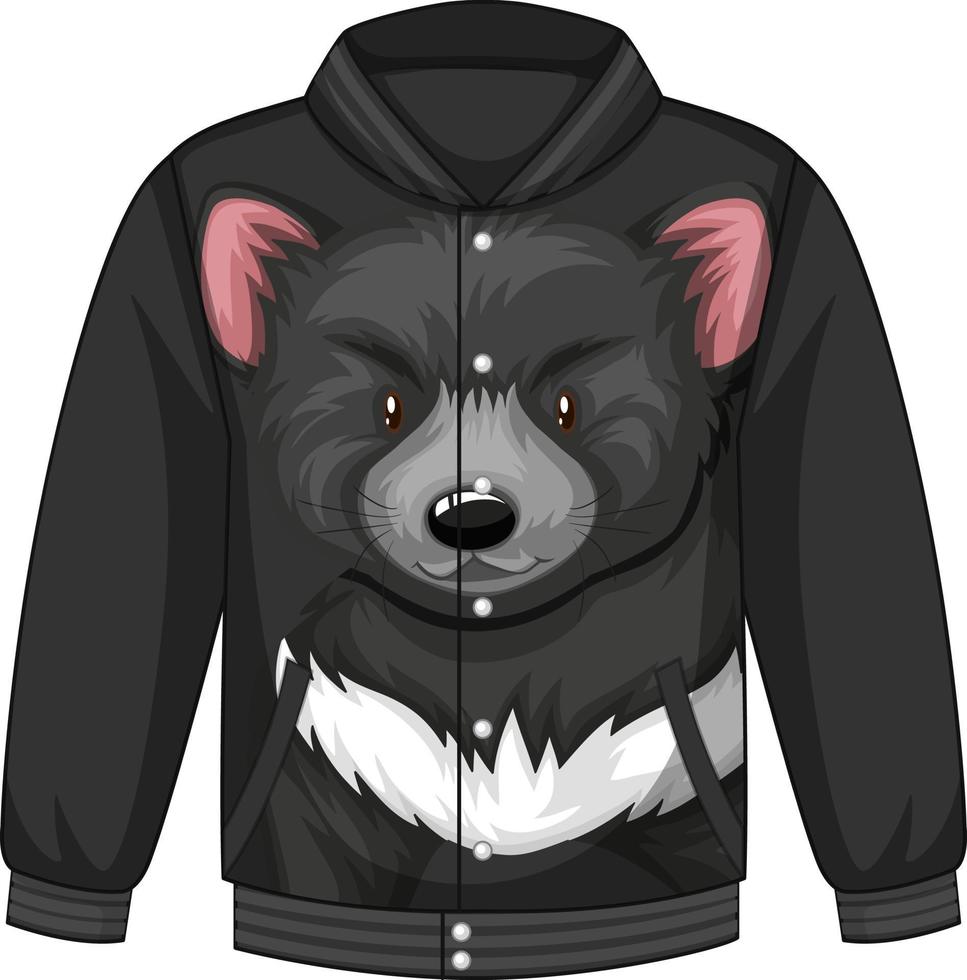 devant du blouson aviateur avec motif ours noir vecteur