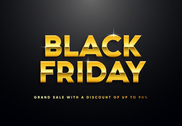 Black Friday lettres d&#39;or vector illustration