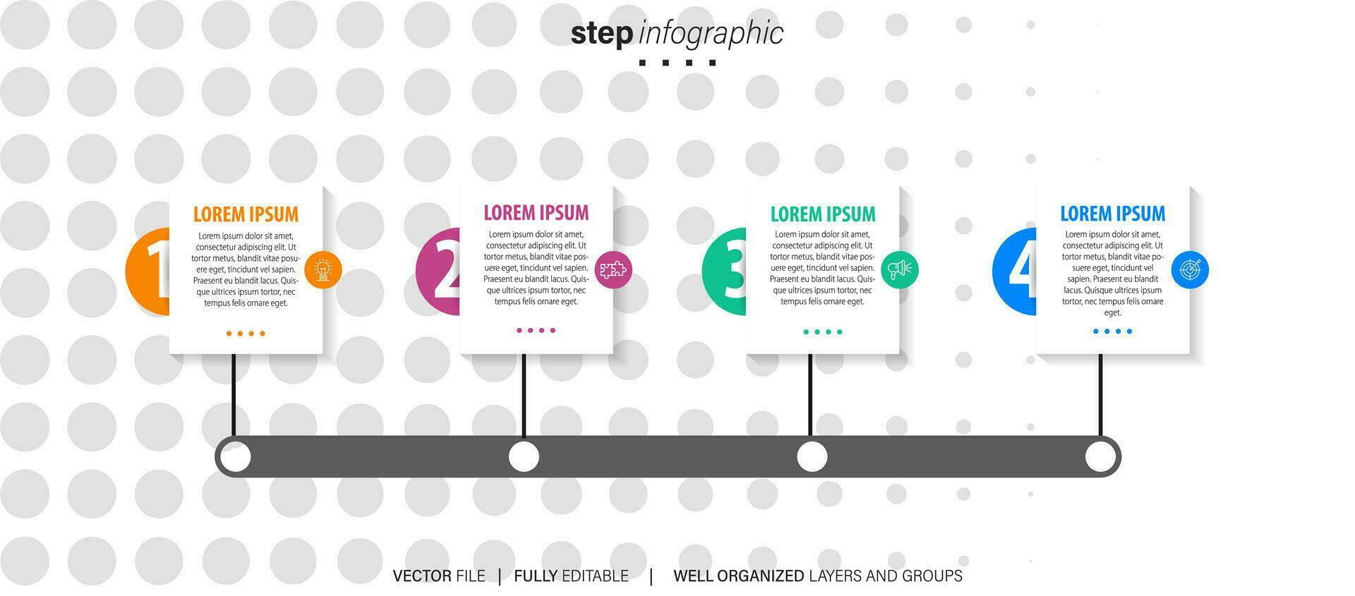 modèle d'infographie d'entreprise. étiquette de conception de ligne mince avec icône et 4 options, étapes ou processus. vecteur