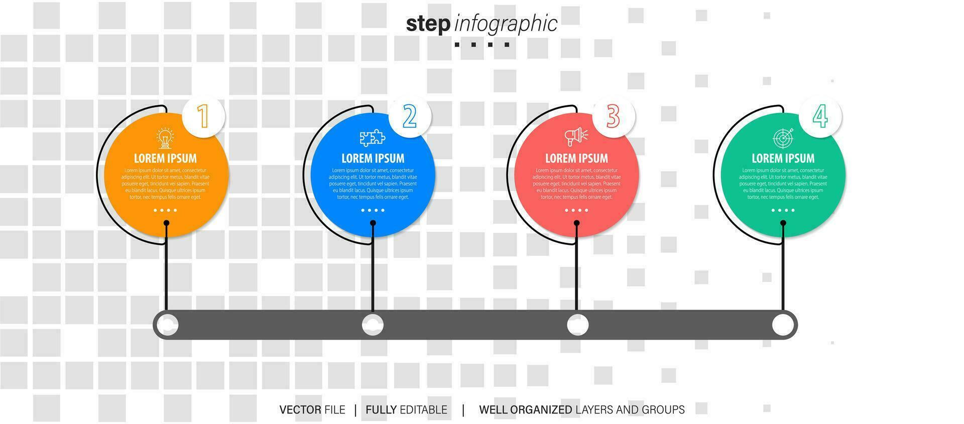 chronologie infographie mince ligne conception avec Icônes. modèle pour graphique, diagramme, présentations. affaires concept avec 4 options. vecteur illustration.