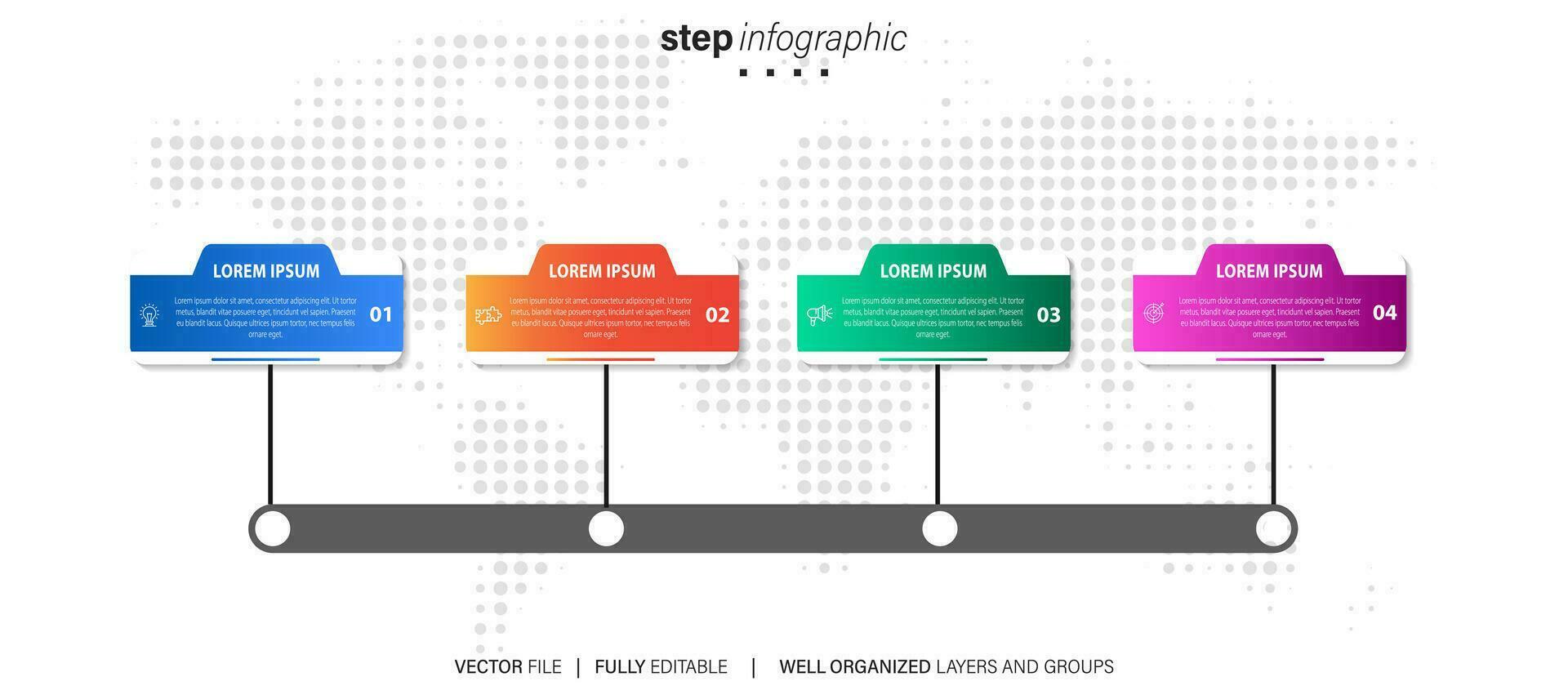 chronologie infographie mince ligne conception avec Icônes. modèle pour graphique, diagramme, présentations. affaires concept avec 4 options. vecteur illustration.