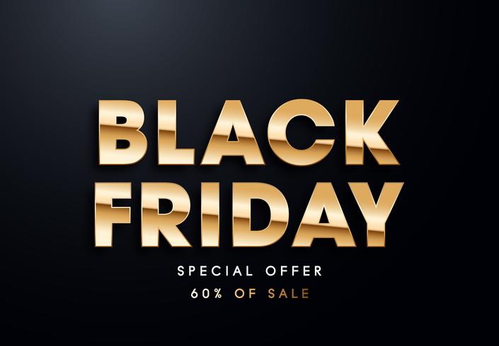 Black Friday lettres d&#39;or vector illustration