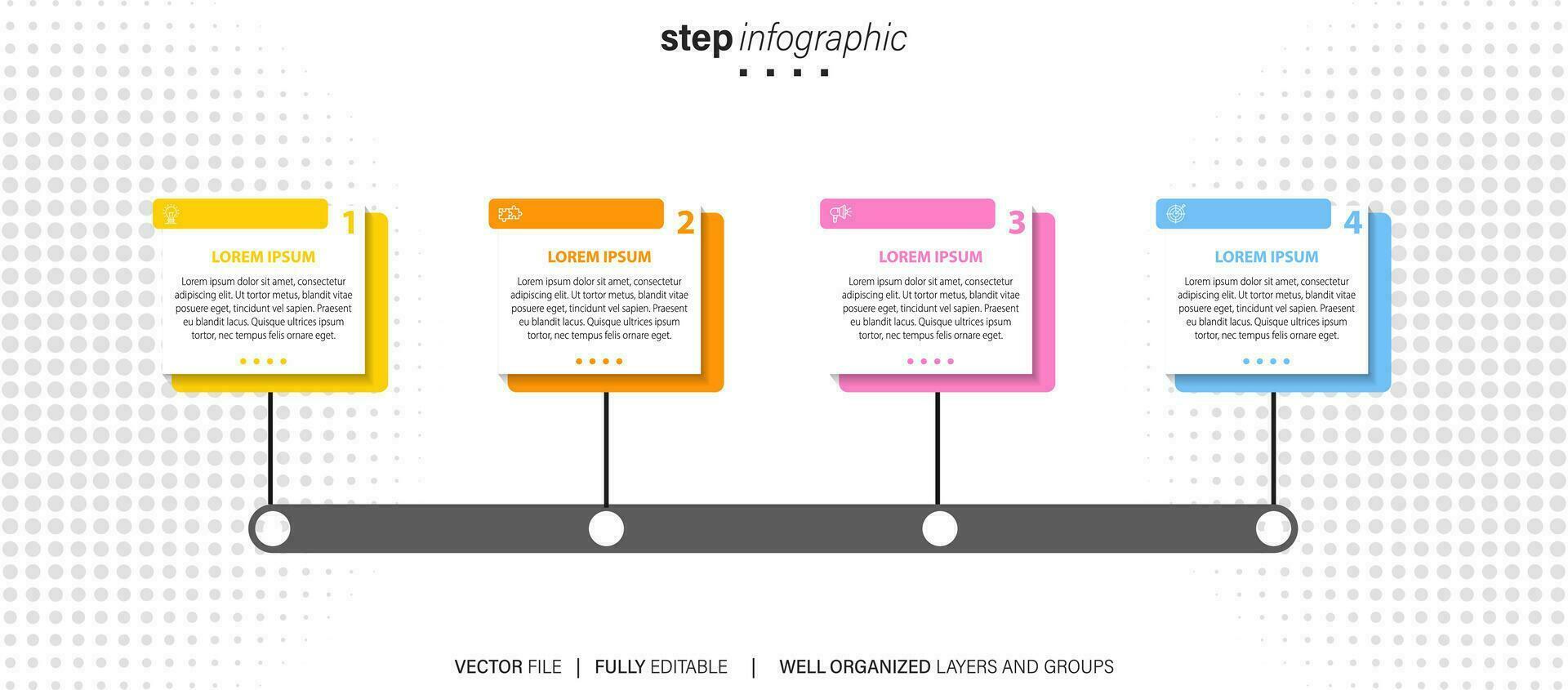 chronologie infographie mince ligne conception avec Icônes. modèle pour graphique, diagramme, présentations. affaires concept avec 4 options. vecteur illustration.