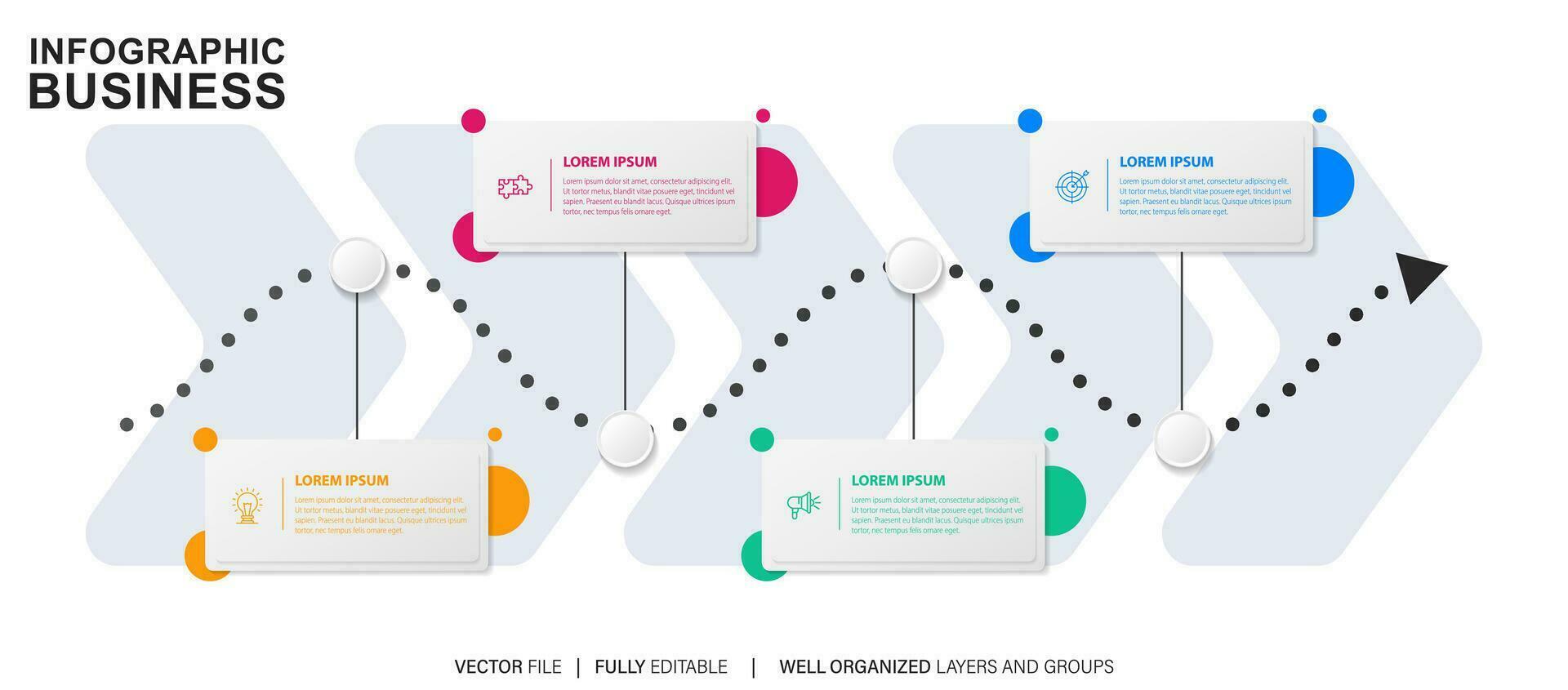 modèle d'infographie d'entreprise. étiquette de conception de ligne mince avec icône et 4 options, étapes ou processus. vecteur