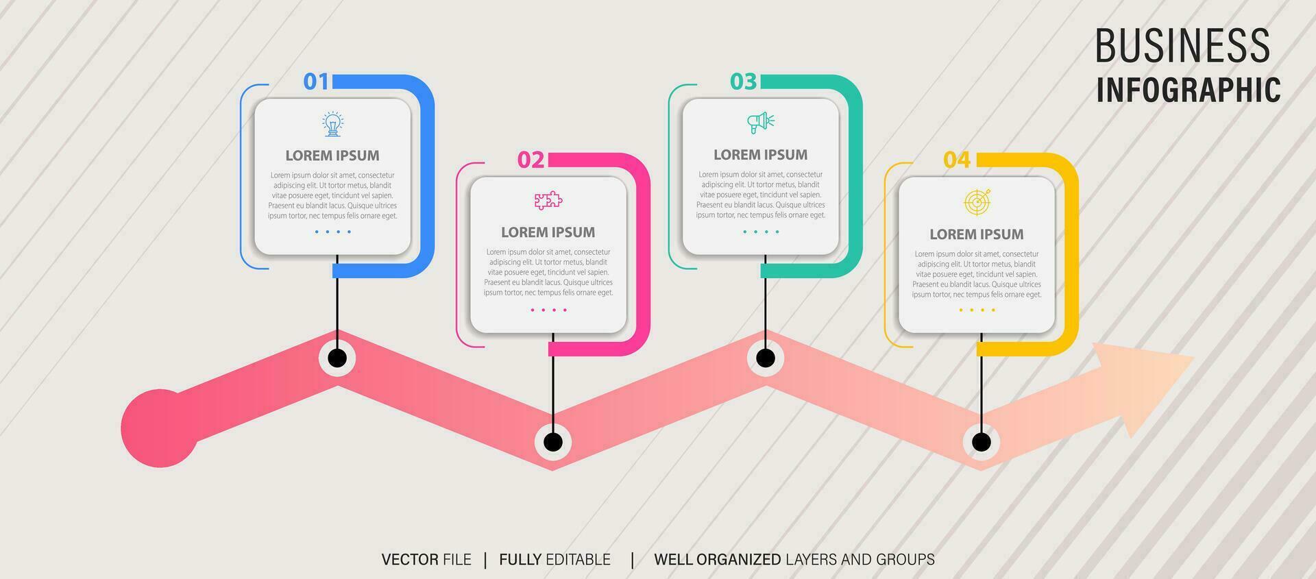 mince ligne chronologie minimal infographie concept avec quatre périodes vecteur