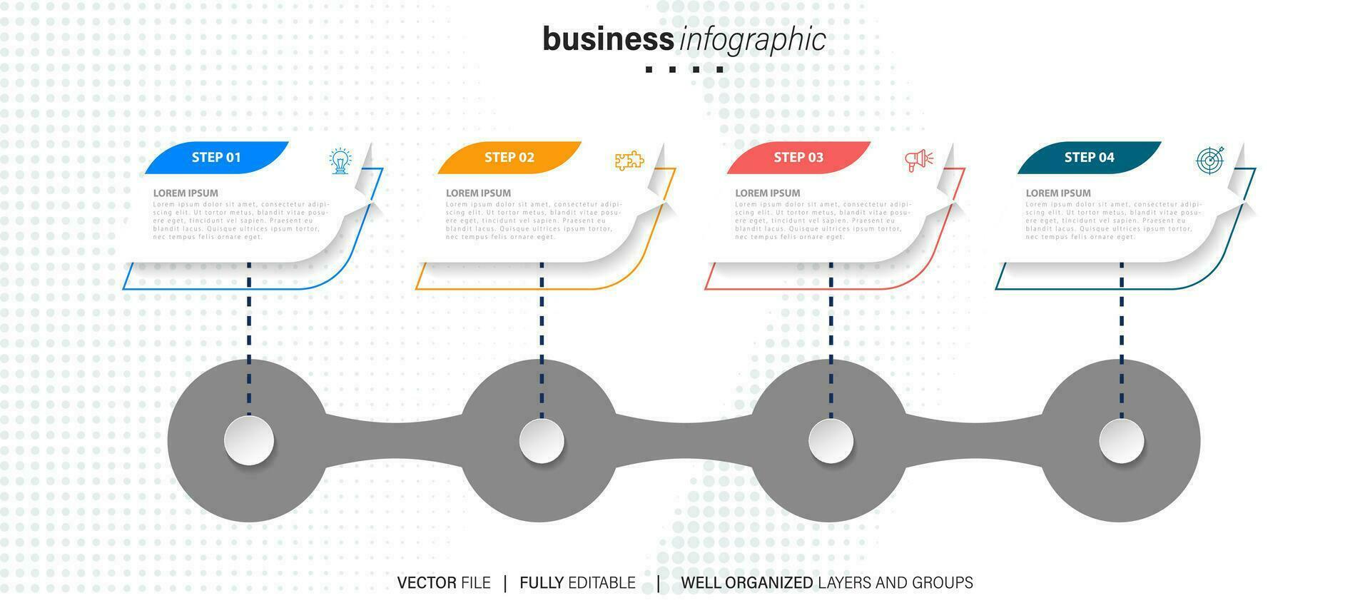 infographie conception modèle, affaires concept avec 4 pas ou choix, pouvez être utilisé pour flux de travail mise en page, diagramme, annuel rapport, la toile design.créatif bannière, étiquette vecteur. vecteur