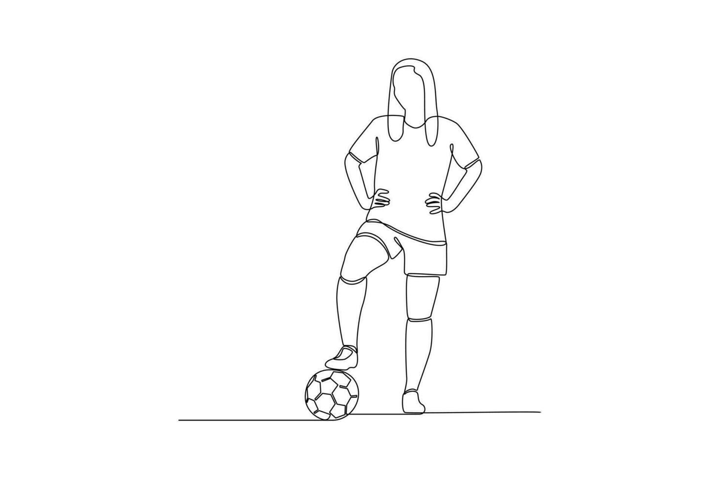 continu un ligne dessin marrant femelle Football joueurs concept. griffonnage vecteur illustration.