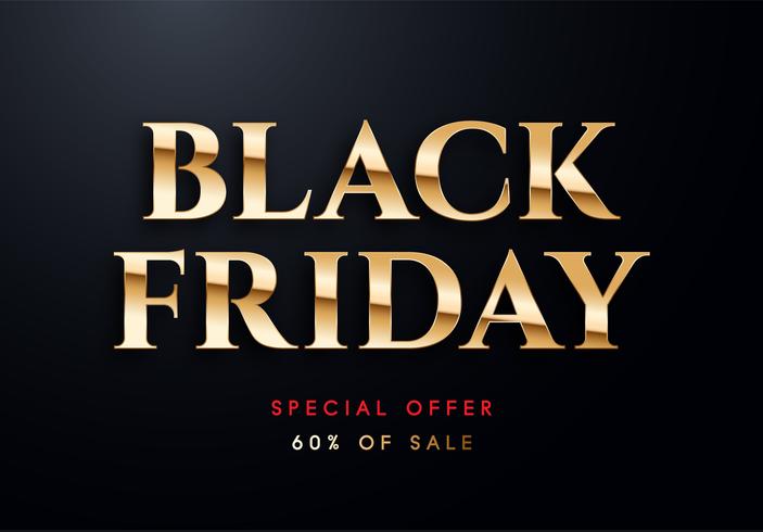 Black Friday lettres d&#39;or vector illustration